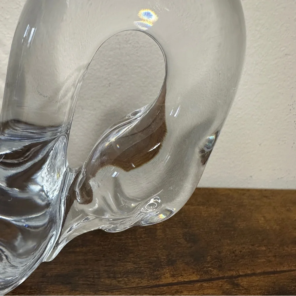 Vintage Crystal Glass Swan Figurine Elegant Bird Decor Mid Century Style